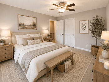 Large primary suite with 2 closets
